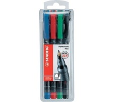 STABILO OHP Faserschreiber 0.7mm 4 Farben ass. rot, blau, grn, schwarz, 842/4 SA