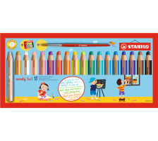 STABILO Multitalent-Stift woody 18er Etui mit Pinsel 3-in-1, 880/18-3