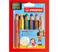 STABILO Farbstifte Woody 3 in 1 6 Farben Etui, 8806-2