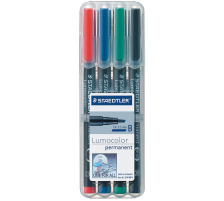 STAEDTLER Lumocolor permanent 1/2,5mm(B) 4 Farben ass., 314 WP4