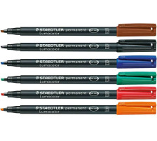 STAEDTLER Lumocolor permanent 1/2,5mm(B) 6 Farben ass., 314 WP6