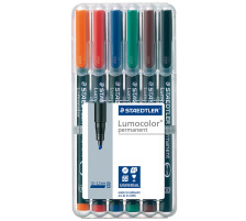 STAEDTLER Lumocolor permanent 1/2,5mm(B) 6 Farben ass., 314 WP6