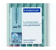 STAEDTLER Lumocolor non-perman.M 0.8-1mm 6 Farben assortiert, 315-WP6