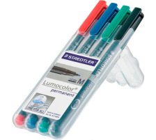 STAEDTLER Lumocolor permanent 1mm(M) 4 Farben ass., 317 WP4