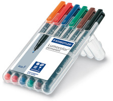 STAEDTLER Lumocolor permanent F 0.6mm 6 Farben assortiert, 318-WP6