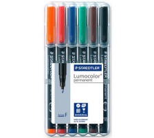 STAEDTLER Lumocolor permanent F 0.6mm 6 Farben assortiert, 318-WP6