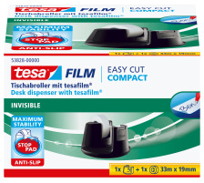 TESA Tischabroller Easy Cut Compact inkl. 1 Rolle invis. 33mx19mm, 538280000