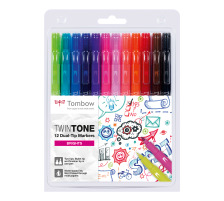 TOMBOW Fasermaler TwinTone Marker Helle F., WS-PK12P1