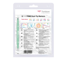 TOMBOW Fasermaler TwinTone Marker Pastell F., WS-PK12P2