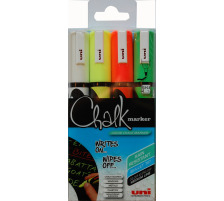 UNI-BALL Chalk Marker 1,8-2,5mm 4 Farben, Etui, PWE5M.4C.