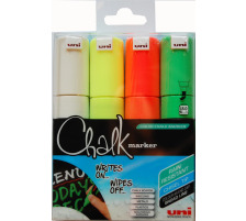 UNI-BALL Chalk Marker 8mm 4 Farben, Etui, PWE8M.4C.