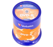 VERBATIM DVD-R Spindle 4.7GB 1-16x 100 Pcs, 43549