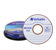 VERBATIM BD-R Spindle whi./blue 50GB 6x DL Scratchgrd+ 10 Pcs, 43746