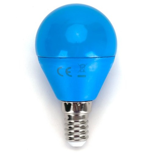 LED-Leuchte G45 mit E14 Sockel, 4 Watt (entspricht ca. 30 Watt), blau