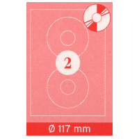 Selbstklebe-Etiketten, A4, DM 117 mm, 200 Stk. CD Labels.