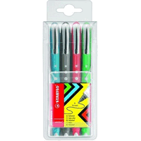 Stabilo Rollerball worker 4er Pack, schwarz, blau, rot, grn