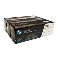 Original HP Toner Rainbow-Kit 305A, CMY, 3x 2600 Seiten