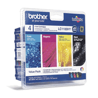 Original Brother LC-1100VHY Tintenpatronen schwarz, cyan, magenta und yellow, 900/750 Seiten