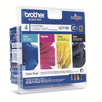 Original Brother LC-1100V Tintenpatronen schwarz, cyan, magenta und yellow, 450/325 Seiten